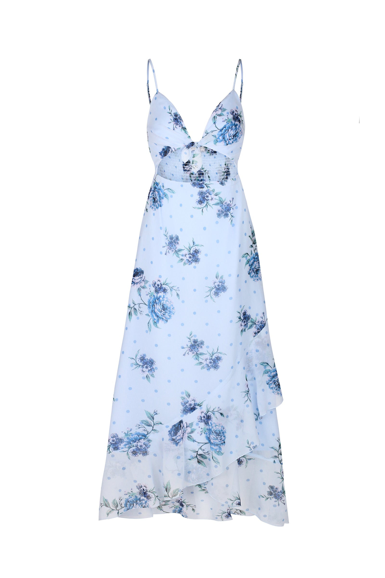Blossom Midi Dress- Dusty Blue Floral Bellevue The Label Blossom Midi Dress- Dusty Blue Floral Bellevue The Label