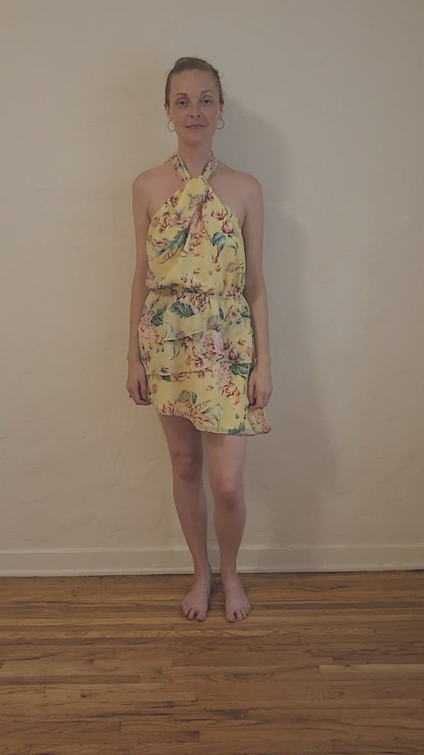 Citrus Fleur Mini Dress- Lemon Floral