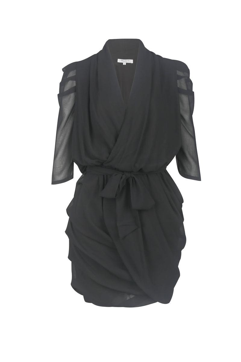 Alice Drape Mini Dress- Black