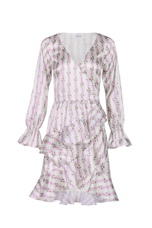 Greta Wrap Dress - Floral Stripe