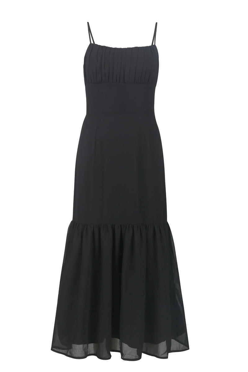 Alice Flounce Hem Dress- Black