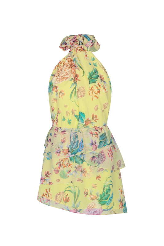 Citrus Fleur Mini Dress- Lemon Floral