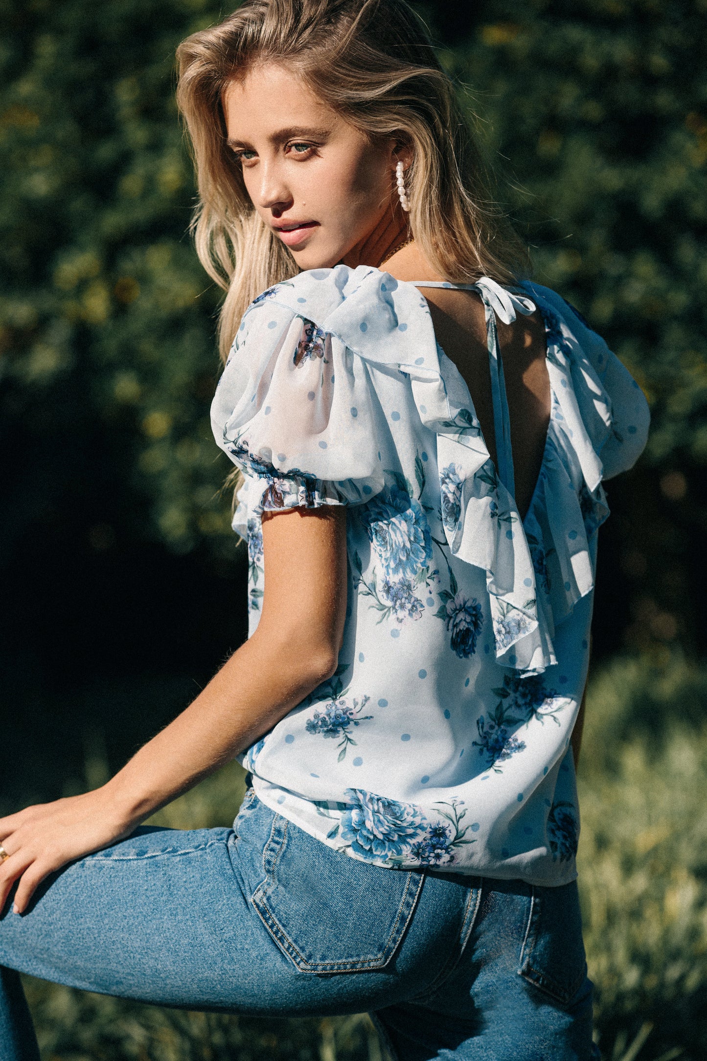Blossom Blouse- Dusty Blue Floral